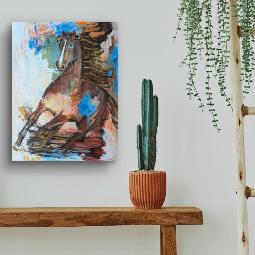 Original Horse Painting Wall Art Abstract Realism - Picture 4 of 4